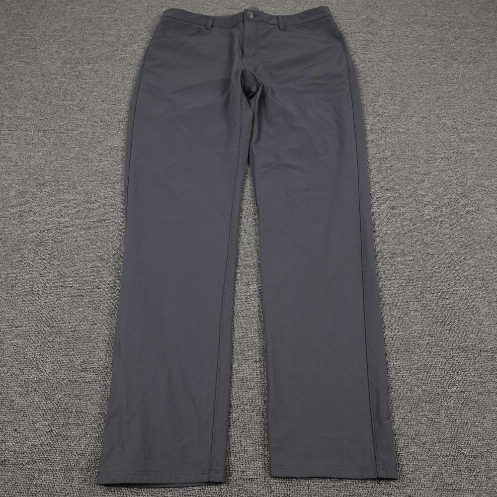Vuori Meta Pants Mens 33x32 Gray Slim Fit Tapered Khakis Zip Pocket Casual